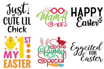 Elegant Easter Day Phrase Collection Vector Illustration for Advertisement, T-Shirt Design, Greeting Card