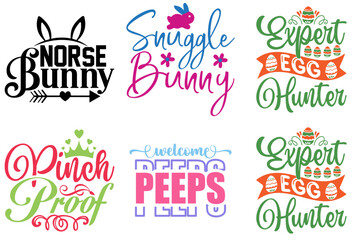 Decorative Easter and Spring Calligraphic Lettering Bundle Vector Illustration for Advertisement, Gift Card, Flyer
