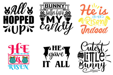 Minimal Easter Sunday Quotes Set Vector Illustration for T-Shirt Design, Flyer, Presentation