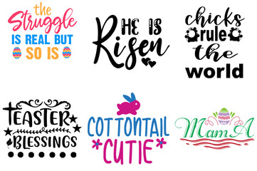 Vibrant Easter and Spring Typographic Emblems Bundle Vector Illustration for Motion Graphics, Holiday Cards, Mug Design