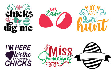 Colourful Easter Typography Bundle Vector Illustration for Social Media Post, Mug Design, Printing Press