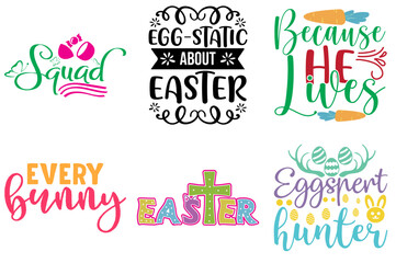 Simple Easter and Holiday Hand Lettering Bundle Vector Illustration for Bookmark, Printable, Gift Card