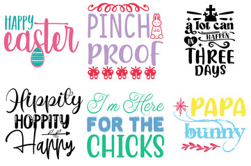 Vibrant Easter and Spring Hand Lettering Bundle Vector Illustration for Vouchers, Banner, Holiday Cards