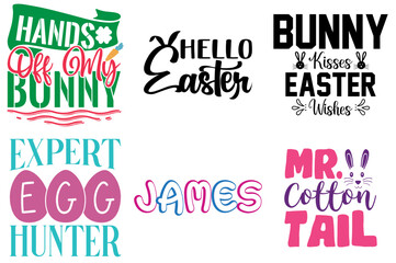 Simple Easter and Spring Typographic Emblems Bundle Vector Illustration for Sticker, Postcard, Magazine