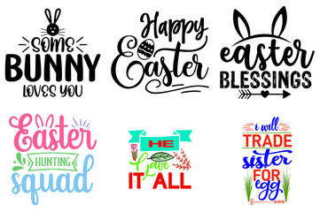 Classic Easter Sunday Typographic Emblems Collection Vector Illustration for Gift Card, Printable, Label