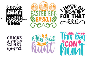 Decorative Easter Typographic Emblems Set Vector Illustration for Holiday Cards, Gift Card, Printable