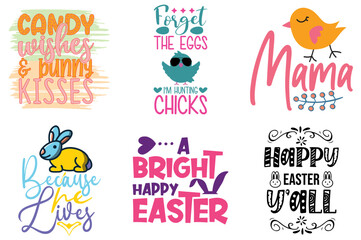 Minimalist Easter Typography Bundle Vector Illustration for Postcard, Magazine, Brochure
