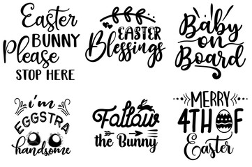 Fototapeta premium Colourful Easter Typographic Emblems Bundle Vector Illustration for Logo, Printable, Vouchers