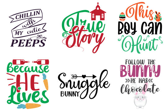 Simple Easter Day Phrase Collection Vector Illustration for Gift Card, Icon, Greeting Card