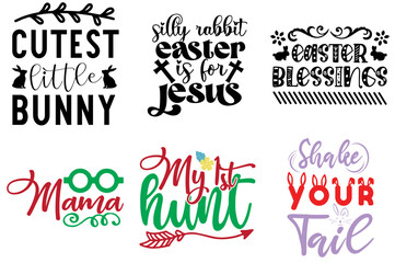 Simple Easter Sunday Typographic Emblems Bundle Vector Illustration for Advertising, Decal, Stationery