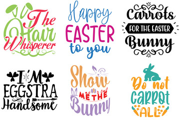 Naklejka na ściany i meble Decorative Easter Sunday Trendy Retro Style Illustration Bundle Vector Illustration for Announcement, Printing Press, Logo