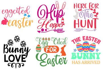 Elegant Easter and Spring Calligraphy Bundle Vector Illustration for Wrapping Paper, Gift Card, Magazine