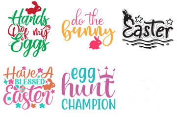 Cute Easter Day Hand Lettering Bundle Vector Illustration for Stationery, Advertisement, Motion Graphics