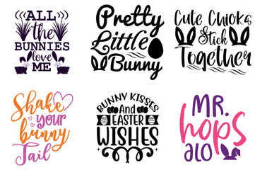 Modern Easter Day Quotes Bundle Vector Illustration for Sticker, Logo, Icon
