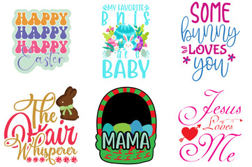 Creative Easter and Spring Hand Lettering Bundle Vector Illustration for Sticker, Announcement, Motion Graphics
