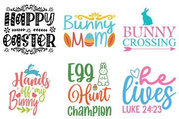 Simple Easter Day Labels And Badges Bundle Vector Illustration for Printing Press, Presentation, Greeting Card