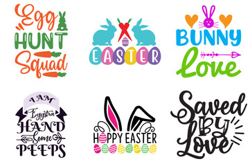 Decorative Easter and Holiday Typography Set Vector Illustration for Advertising, Sticker, Label