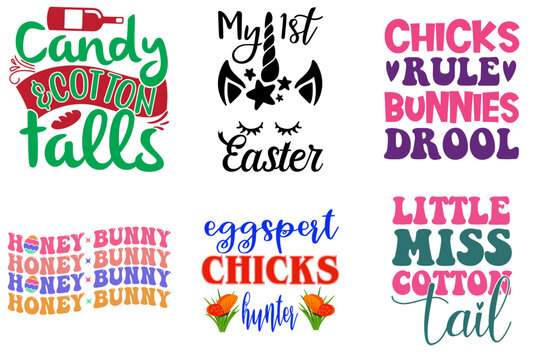 Minimal Easter Day Typographic Emblems Collection Vector Illustration for Sticker, Icon, Advertising