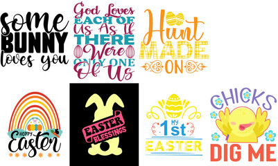 Cute Easter and Holiday Calligraphic Lettering Set Vector Illustration for Sticker, Advertisement, Banner