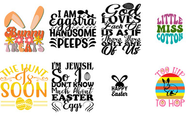 Simple Easter Sunday Typography Bundle Vector Illustration for Announcement, Sticker, Stationery