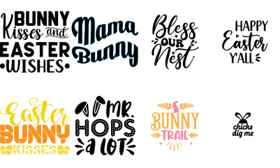 Obraz premium Colourful Easter and Holiday Hand Lettering Bundle Vector Illustration for Wrapping Paper, Vouchers, Announcement