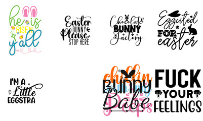 Minimal Easter and Spring Typographic Emblems Bundle Vector Illustration for Magazine, Flyer, Announcement