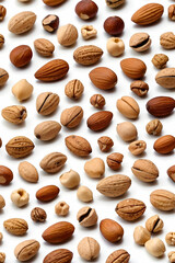 Various nuts on a white background