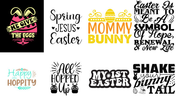 Classic Easter Trendy Retro Style Illustration Collection Vector Illustration for Bookmark, Decal, Vouchers