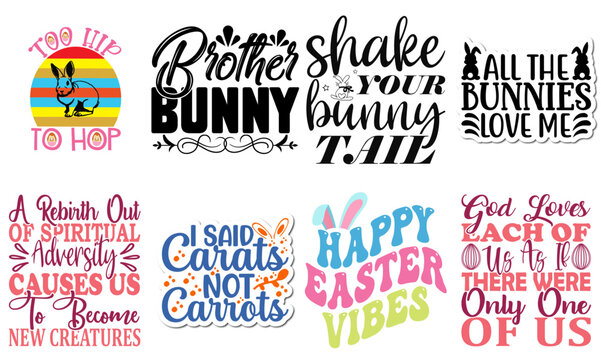 Creative Easter Typographic Emblems Collection Vector Illustration for Printing Press, Infographic, Motion Graphics