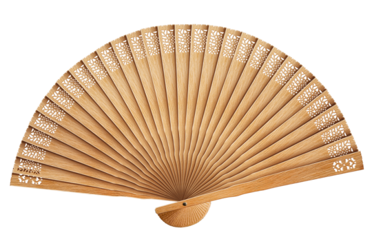 leque de madeira isolado em fundo transparente