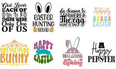 Creative Easter and Holiday Typography Collection Vector Illustration for T-Shirt Design, Presentation, Icon