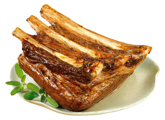 prato com churrasco de costela bovina isolado em fundo transparente