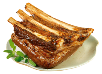 prato com churrasco de costela bovina isolado em fundo transparente