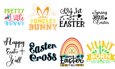 Minimal Easter and Spring Typography Collection Vector Illustration for Announcement, Social Media Post, Stationery - obrazy, fototapety, plakaty