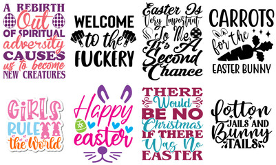 Cute Easter Typography Set Vector Illustration for Icon, Printable, Mug Design - obrazy, fototapety, plakaty