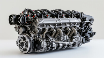 V12 engine for car on white background