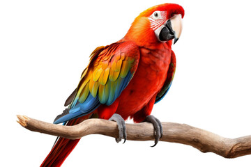 Colorful Parrot Sitting on Tree Branch. A vibrant parrot with an array of colors perched on a branch of a tree.