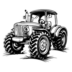 Vintage tractor hand drawn sketch in doodle style illustration

