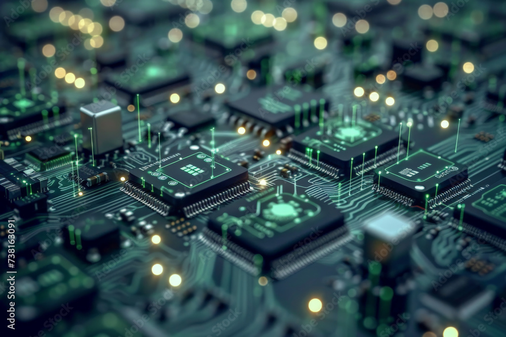 Poster a close up of a circuit board with a few pieces that say ' samsung ' on them