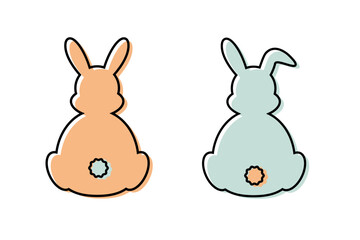 Obraz premium Cute rabbit from the back line art. Easter ornament template.