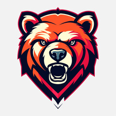 orange bear mascot logo design