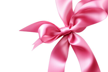 Pink Ribbon With Bow. A pink ribbon with a bow elegantly displayed against a clean, Transparent background. - obrazy, fototapety, plakaty