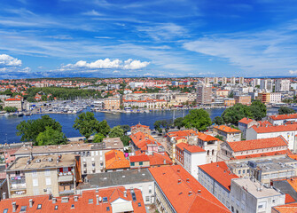 Zadar, Croatia. Panoramic view of the old city from above.