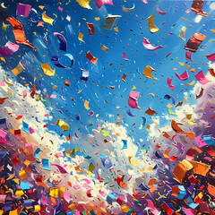 Fototapeta na wymiar Colorful Confetti Explosion Celebrating Joyful Festivities