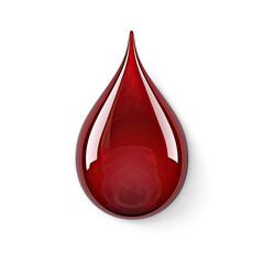 Fresh real dark red blood drop. isolated on white background