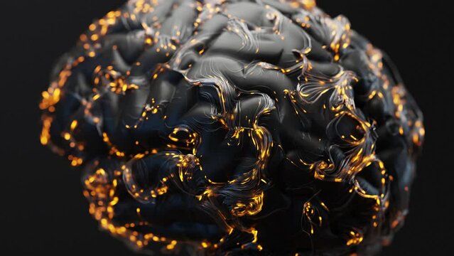Animation graphic design of brain stem. Futuristic human brain interface concept. Scan technology. Neurons and neural connections 3D render. Neuronal activity. Artificial intelligence brain