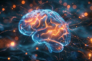 Obraz premium a human brain with bright colors and connections. Generative AI