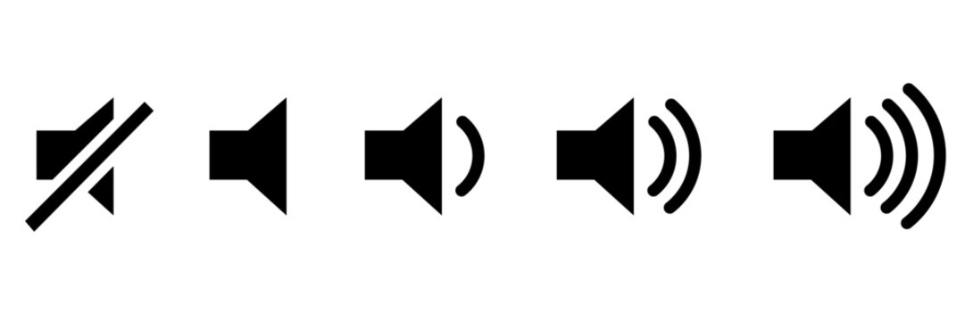 set of player music icons volume high low mid mute illustration of a wave