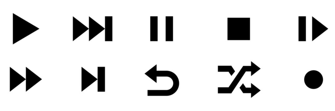 player buttons set of icons of audio play pause random shuffle return