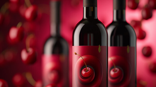 minimalistic wine label for cherry wine